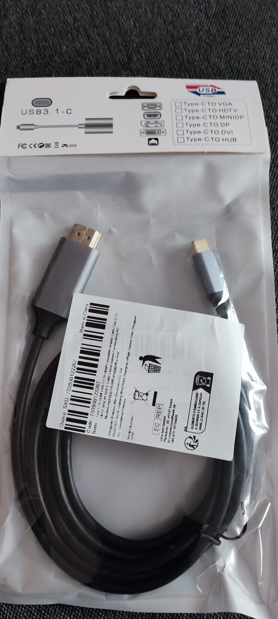 przewod hdmi- usb c, telefon, tablet