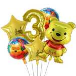 Balony Urodzinowe Kubuś Puchatek Liczba 3 urodziny Balon zestaw 6 szt