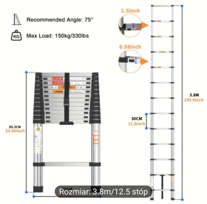Nowa teleskopowa drabina 380cm