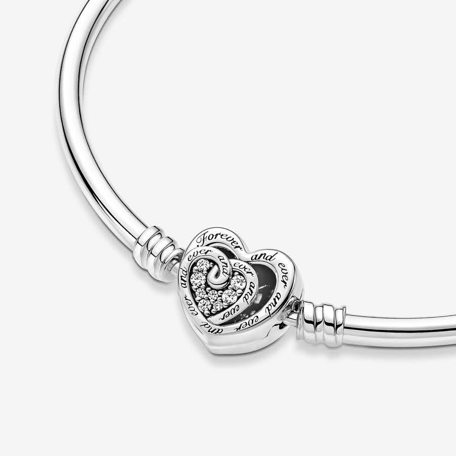 Pulseira Pandora prata edição limitada fecho coração zircão forever an