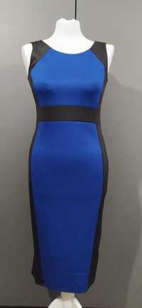 Sukienka elegancka niebieska czarna