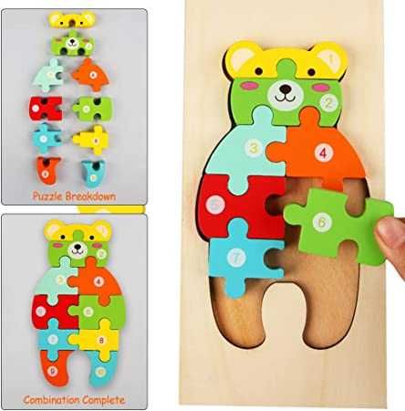 Drewniane puzzle dla dzieci edukacyjne układanka