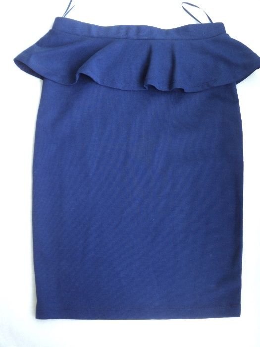 синяя юбка карандаш юбка с рюшами облегающая юбка стрейч