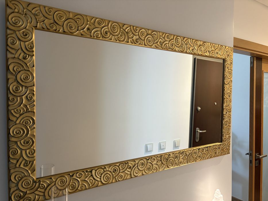 Espelho retangular dourado