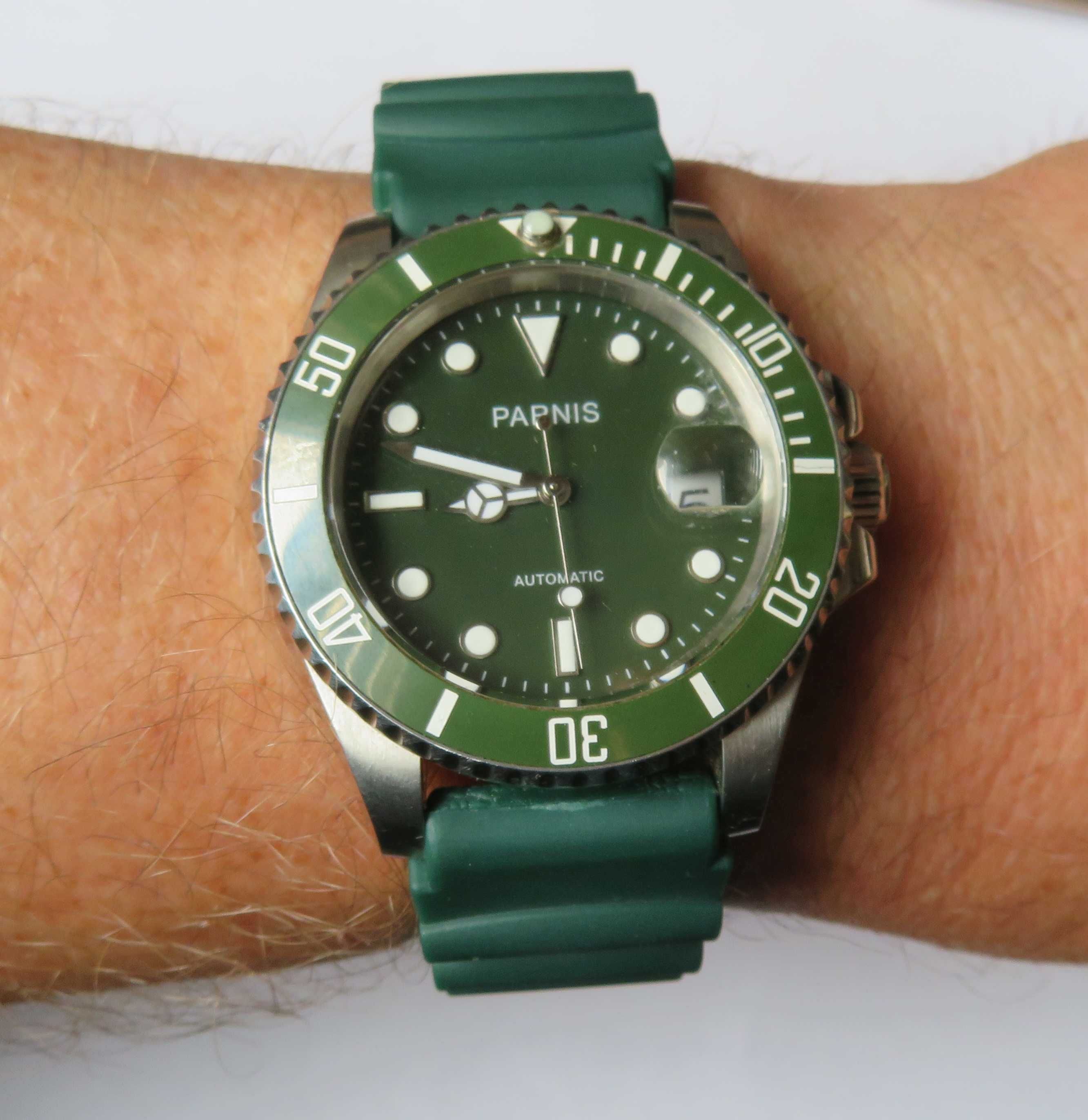 zegarek diver Parnis automat  zielony
