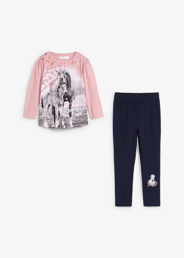 B.P.C 2-częściowy komplet dziewczęcy tunika +legginsy w konie ^128/134