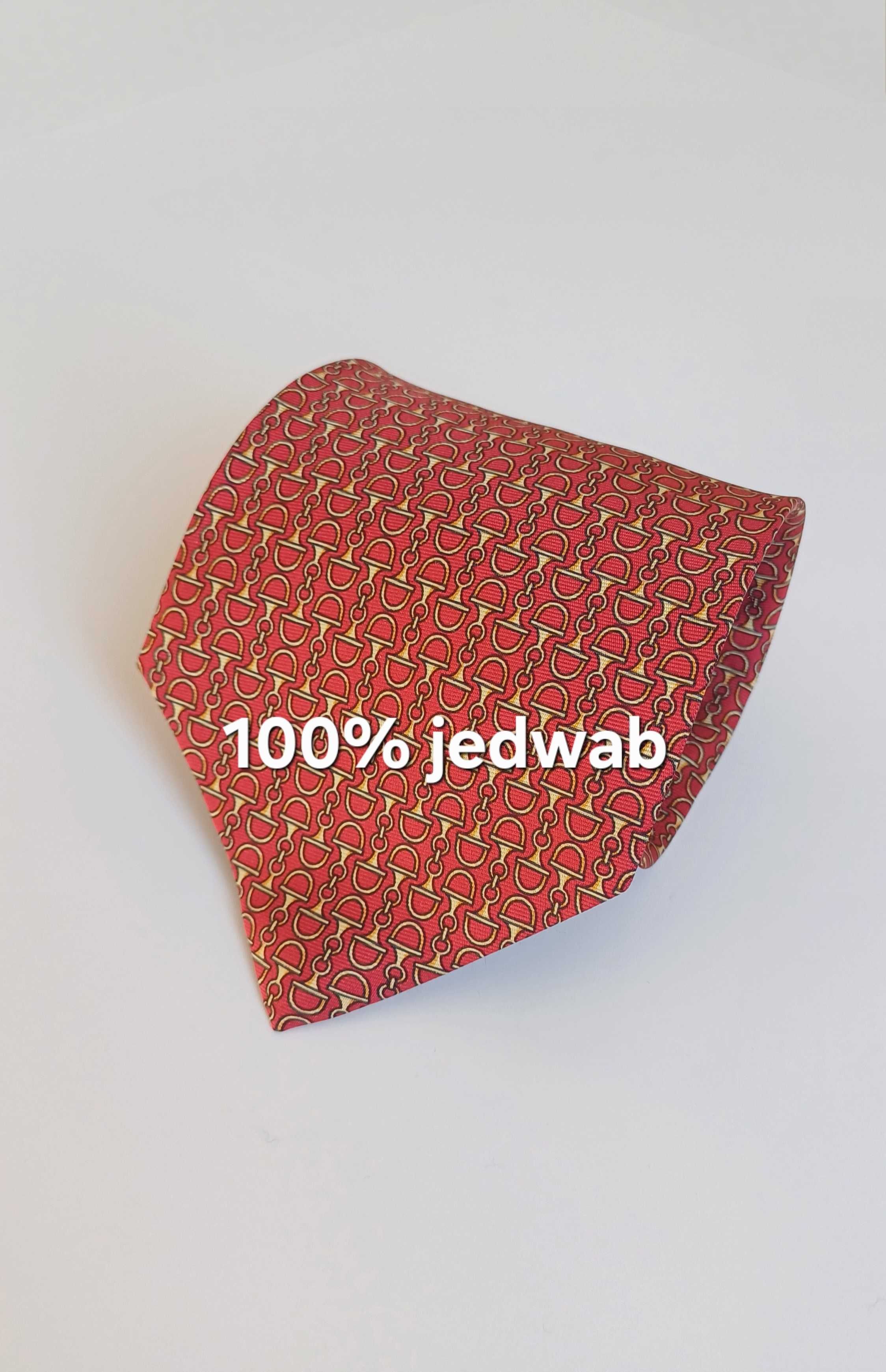 Czerwony krawat z jedwabiu w ciekawy wzór