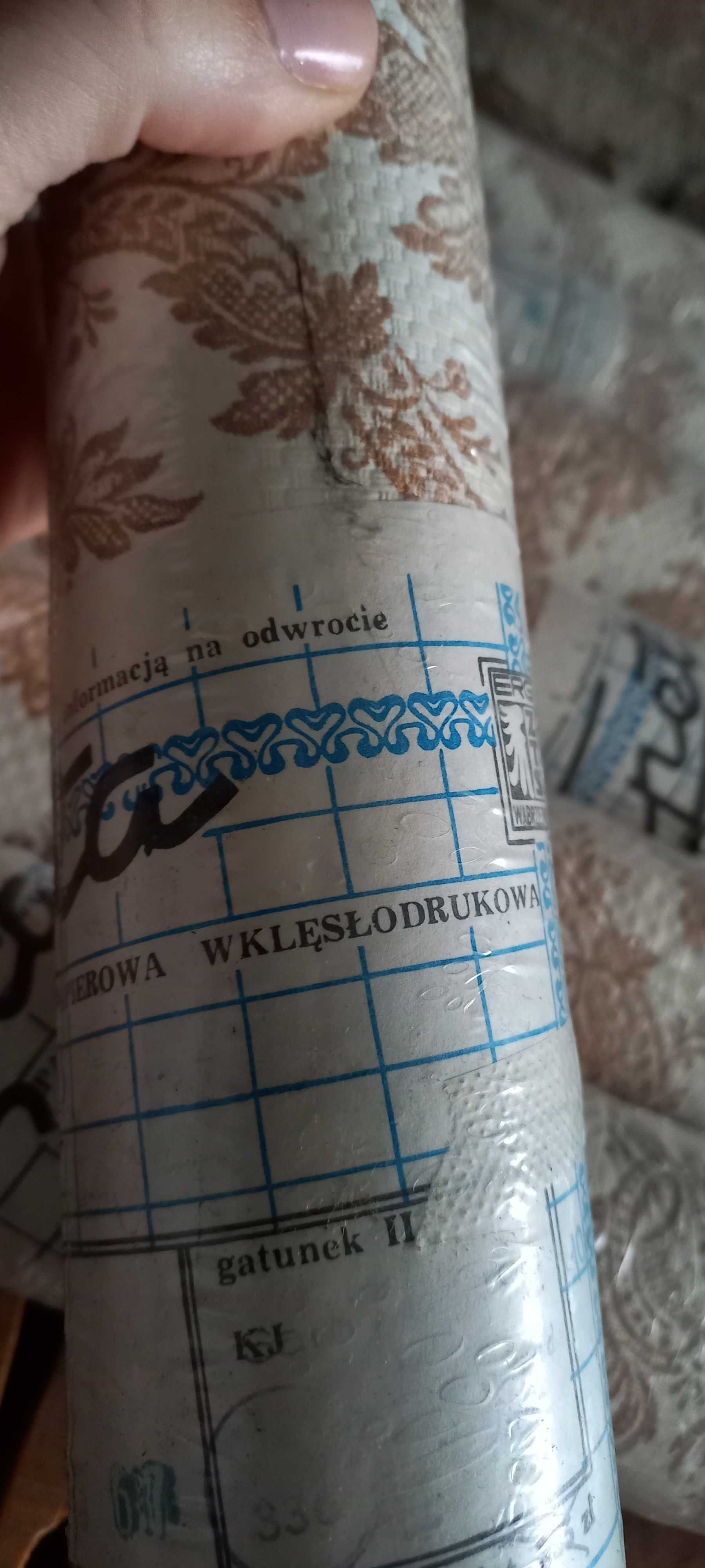 Tapeta prl wklęsłodrukowa vintage 1988rok piękna musztardowa 7sztuk