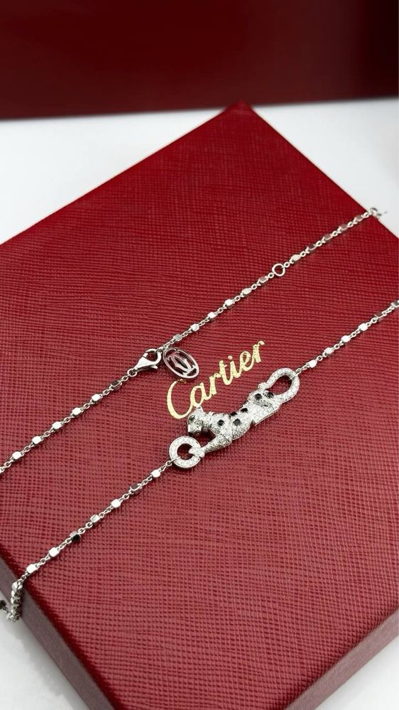 Колье в стиле Cartier PANTHÈRE белое золото с бриллиантами 0.73ct