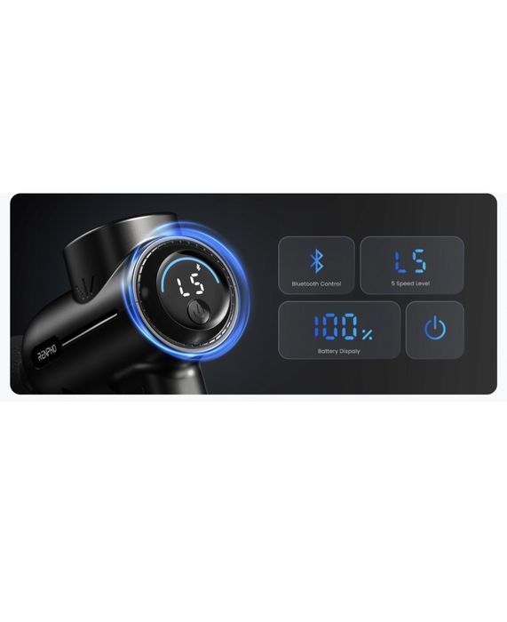 Pistolet do masażu z bluetooth,Renpho activ+ z wyświetlaczem dotykowym