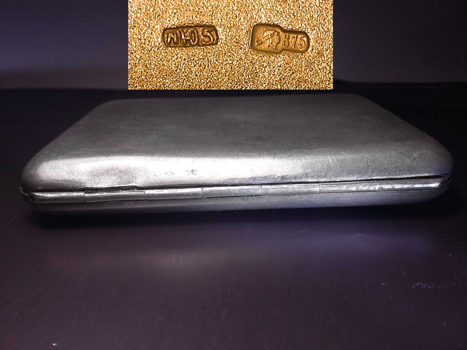 Новый серебряный футляр «Порт.сиг.» Серебро СССР РезьбаПозолота
