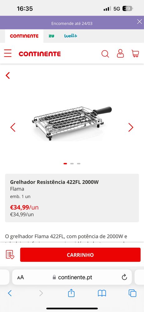 Grelhador resistencia FLAMA - usado 3 vezes