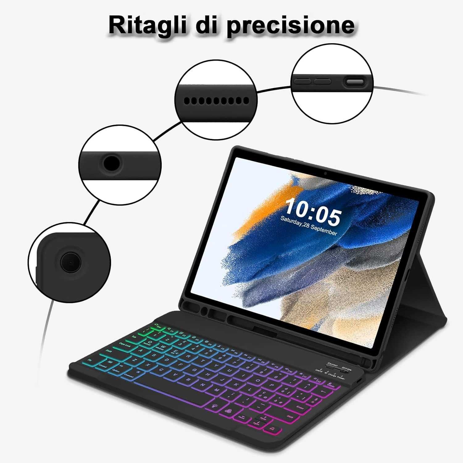 Goojodoq etui klawiatura Samsung Galaxy Tab A8 10,5'' SM-X200 LED RGB