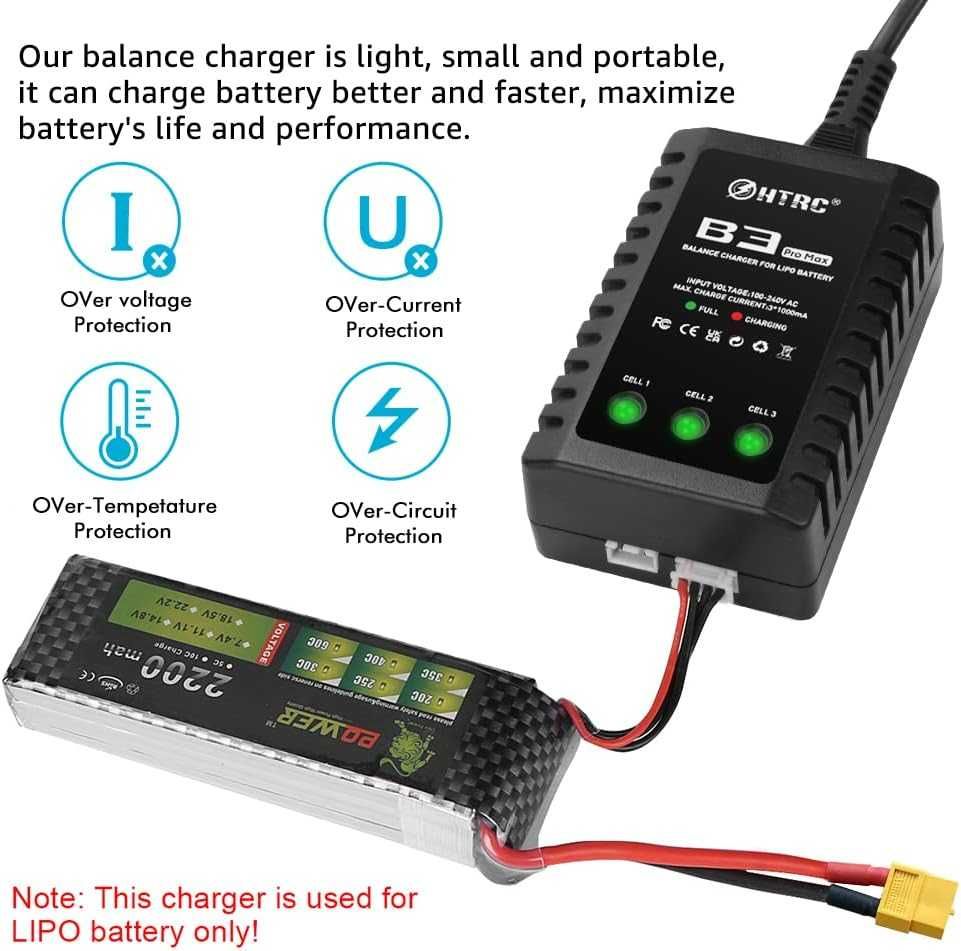 Haisito B3 Promax ładowarka Lipo do akumulatora 2S 3S (7,4 V, 11,1 V),