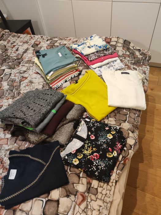 Paka ubrań koszulki, bluzki, sweterki, sukienka, r. 38