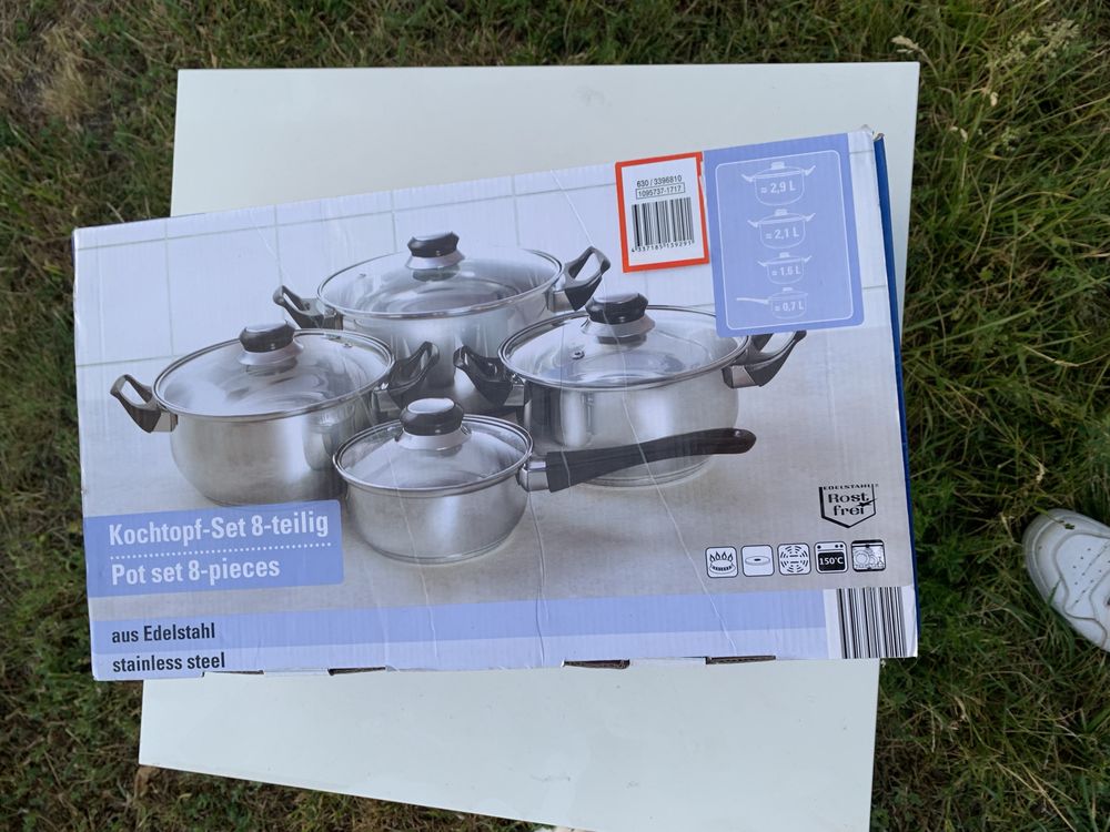 Patelnie Gerlach i Tefal z pokrywkami, kpl nowych garnkow