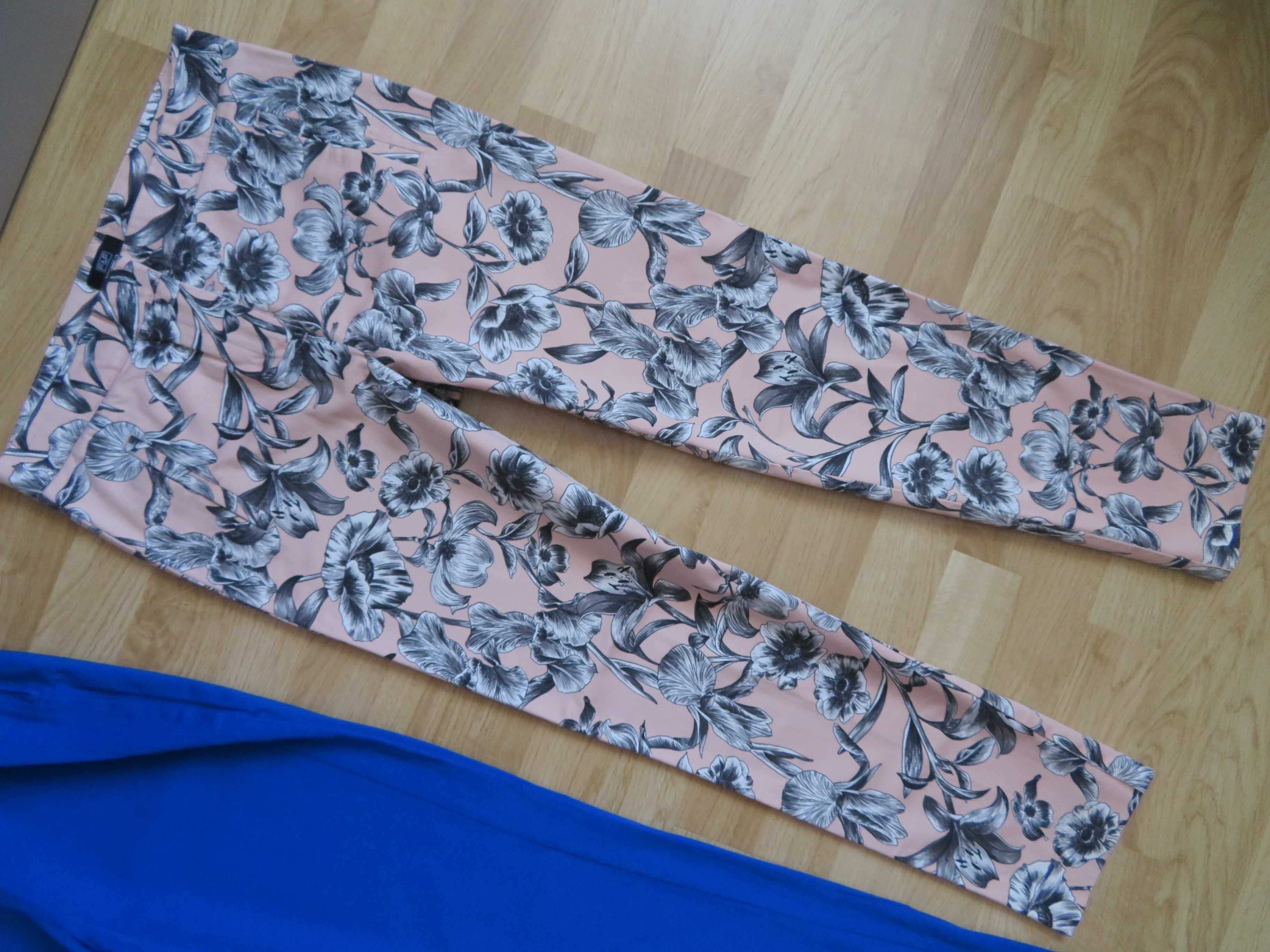 H&M F&F Primark Zestaw modne spodnie damskie materiałowe KWIATY  36 S