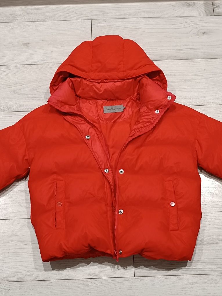 Kurtka Puchowa Puffer Z Kapturem Calvin Klain Jeans rozmiar S