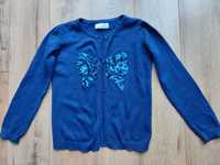 Granatowy rozpinany sweterek z motylkiem 128 Cool Club sweter