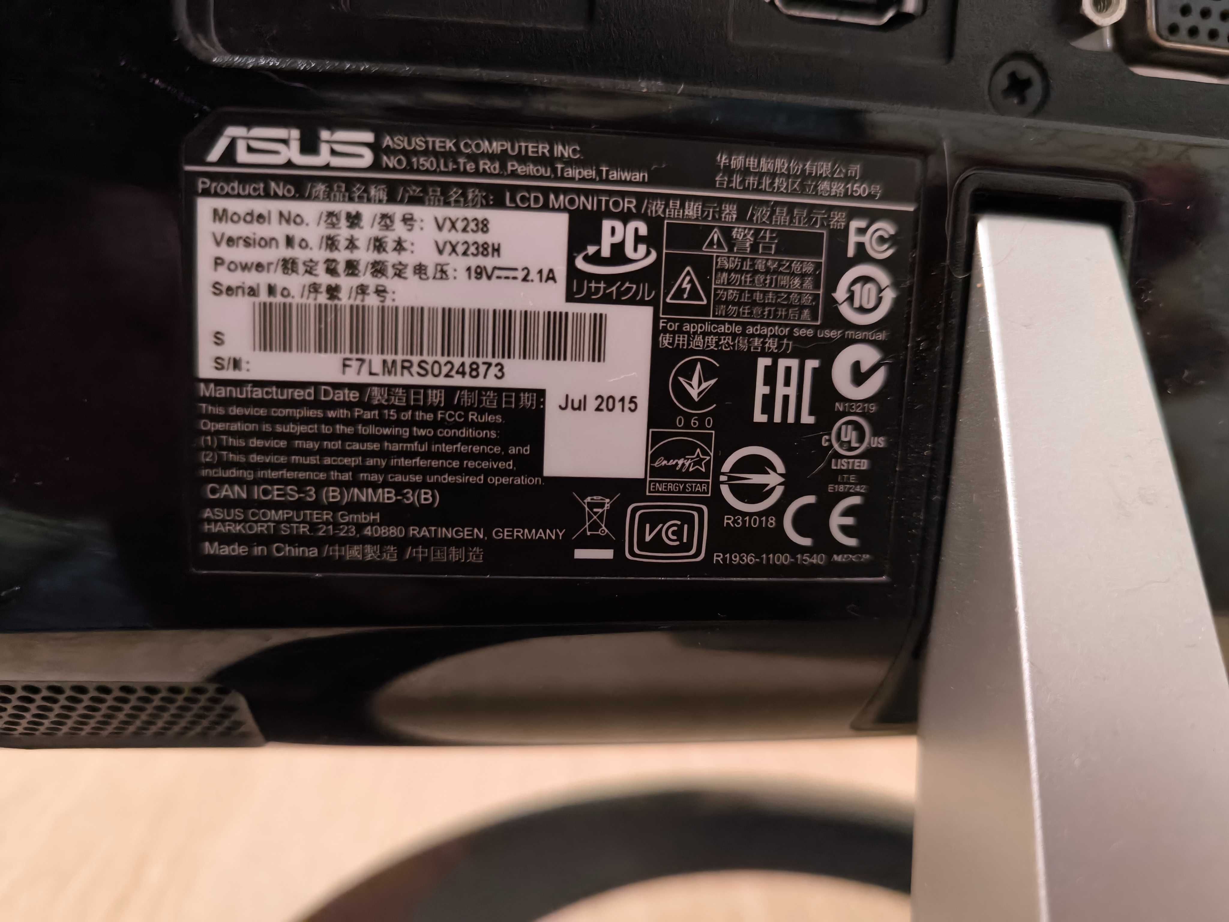 Vendo Monitor ASUS VX238 60 hz
