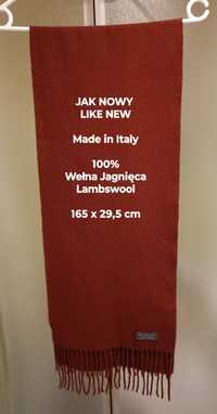 Made in Italy Włoski duży elegancki szal z wełny jagnięcej, 100% Wełna