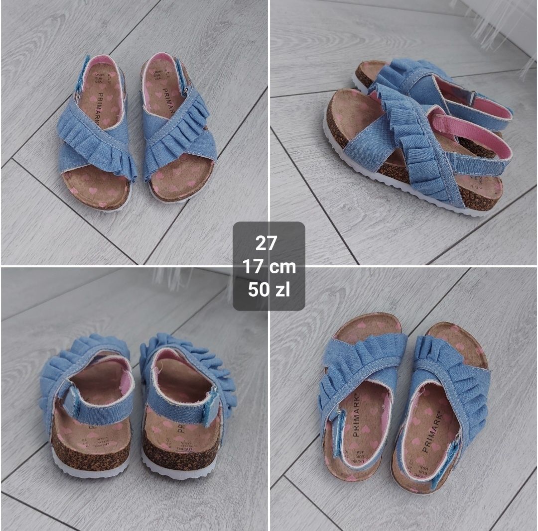Sandały sandałki z falbankami 27 Wkładka 17 cm ręcznie