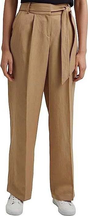 Calças bege em mistura de linho da Esprit