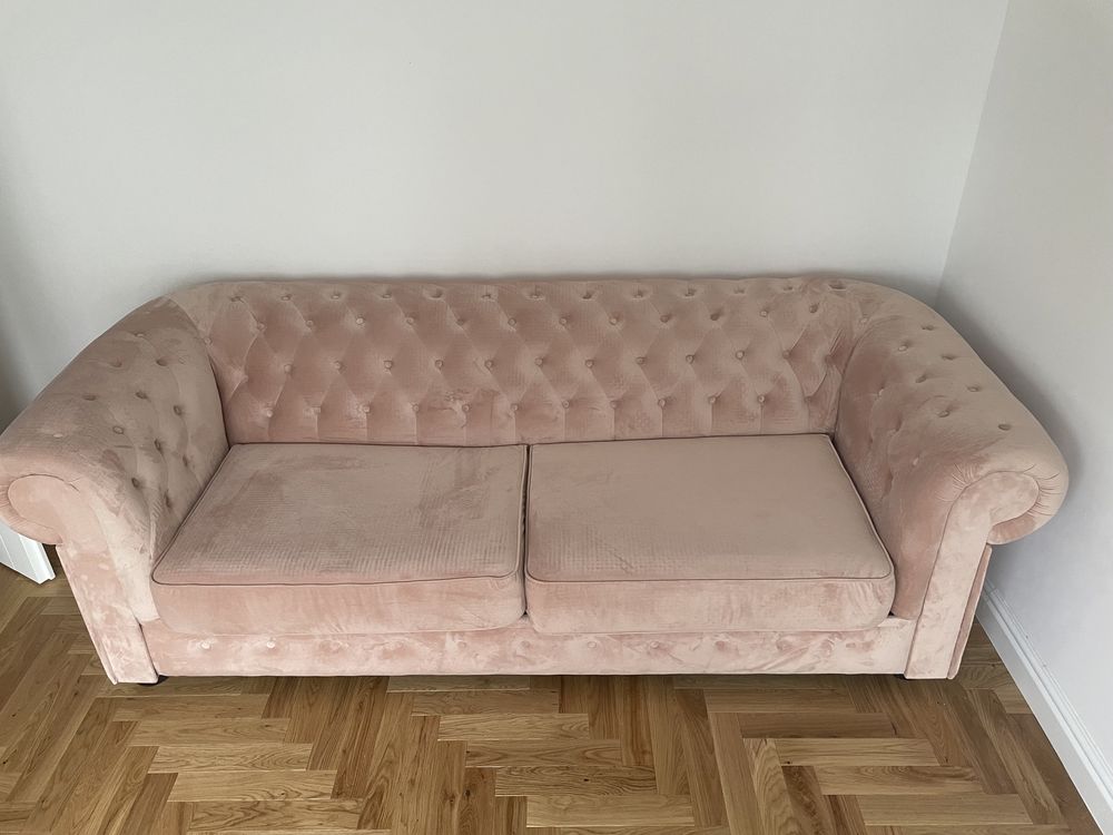 Kanapa Chesterfield pódrowy róż