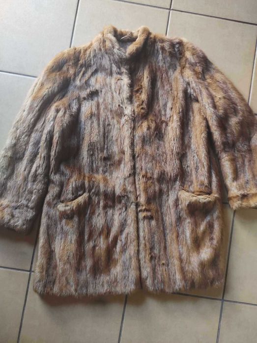 Futro naturalne z dzikich norek oversize