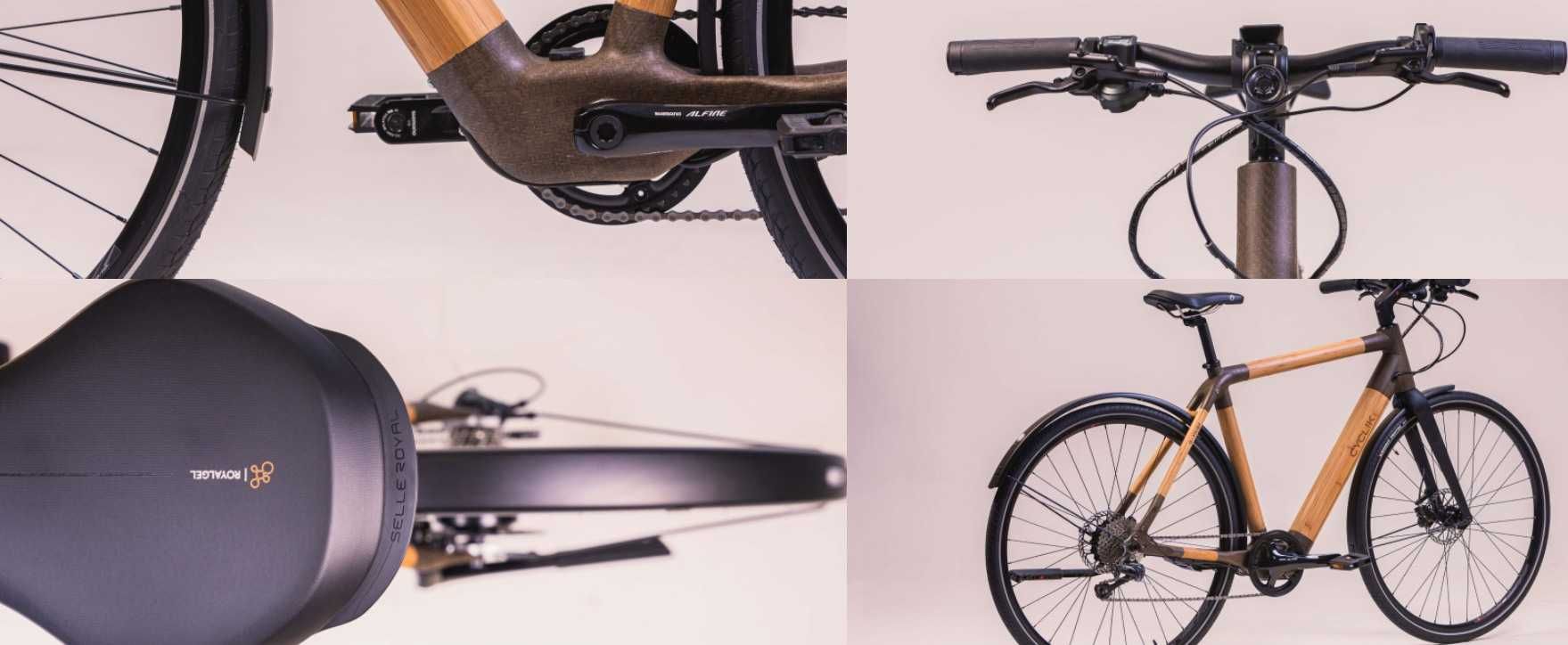 bicicleta eléctrica citadina de bambu e linho Cyclik e-Relief