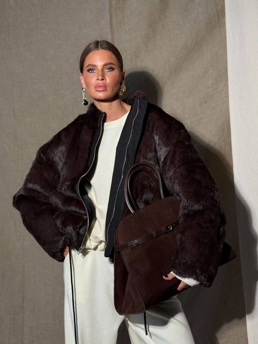 двостороння жіноча  парка з натуральним хутром