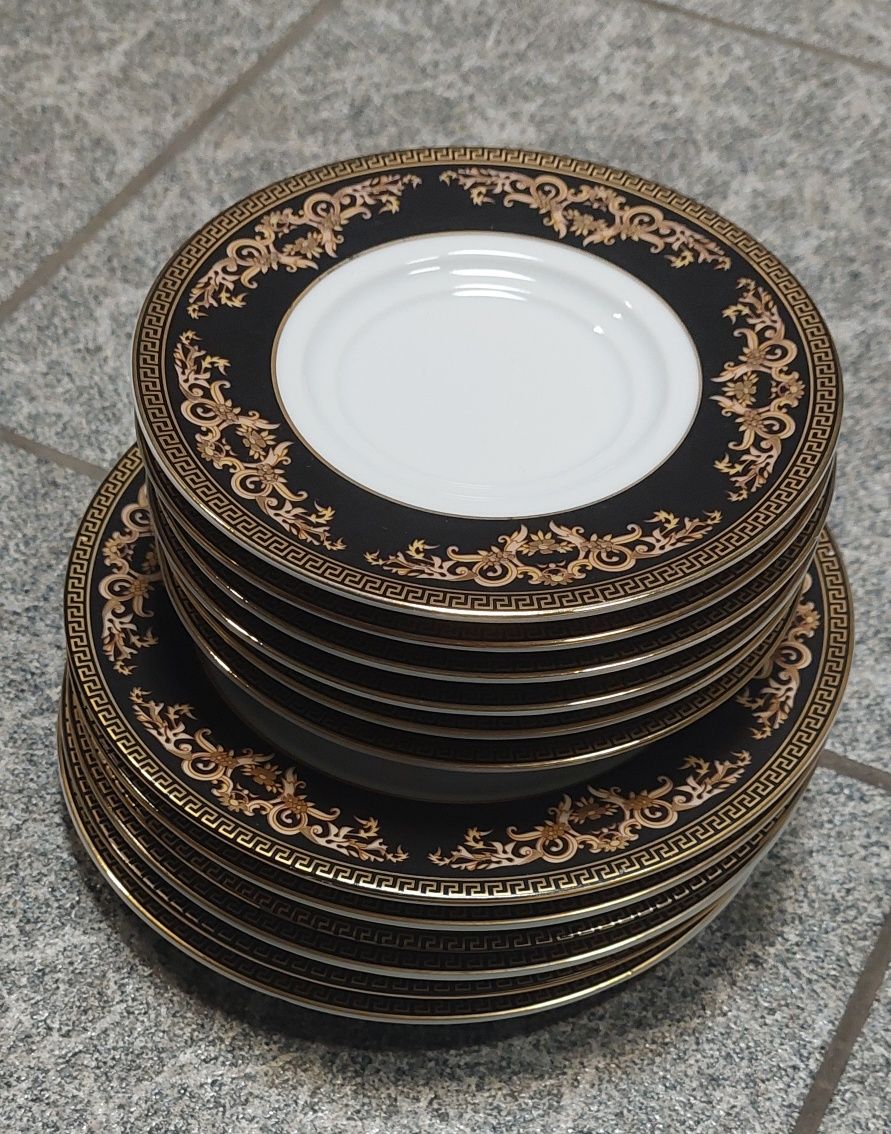 Porcelana 24 gold zastawą serwis piękny złoto głowa kobiety versace