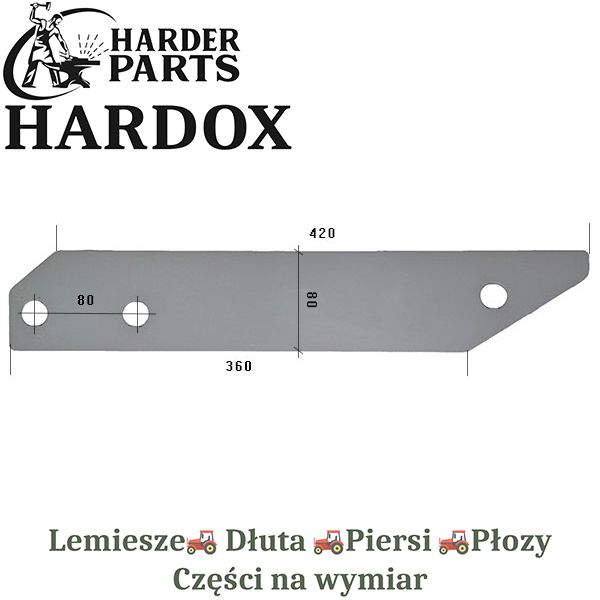 Płoza długa Ventzki HARDOX części do pługa 2X lepsze niż Borowe