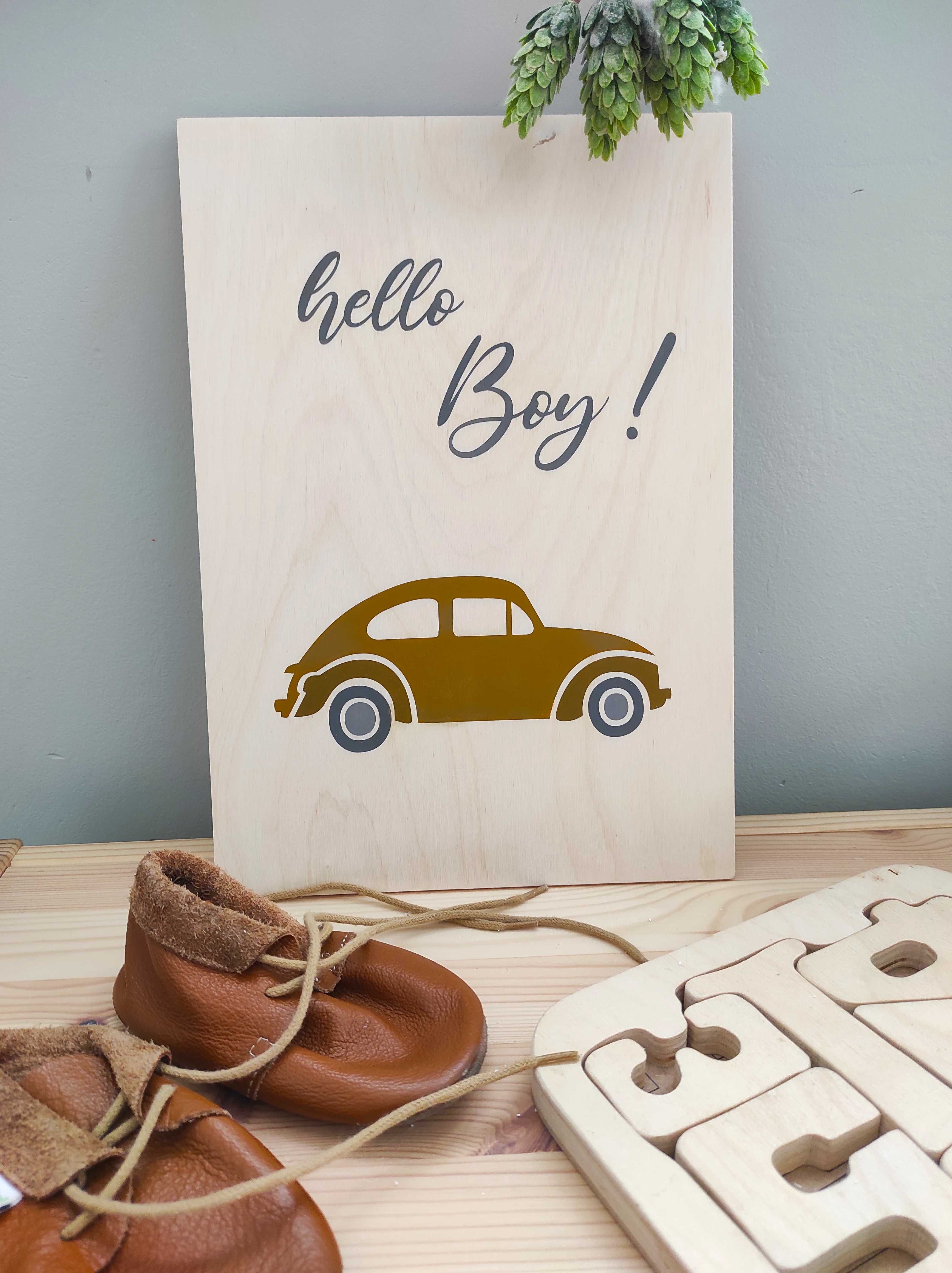 Zawieszka ze sklejki do pokoju chłopca "hello boy"