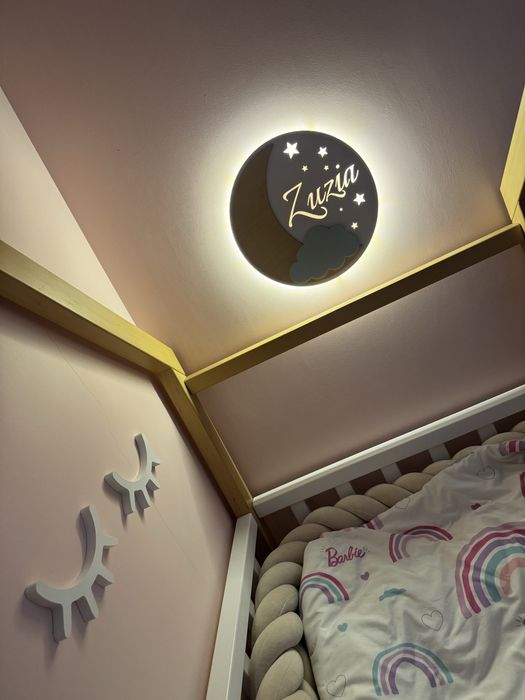 Lampka scienna na prad drewniana imie Zuzia