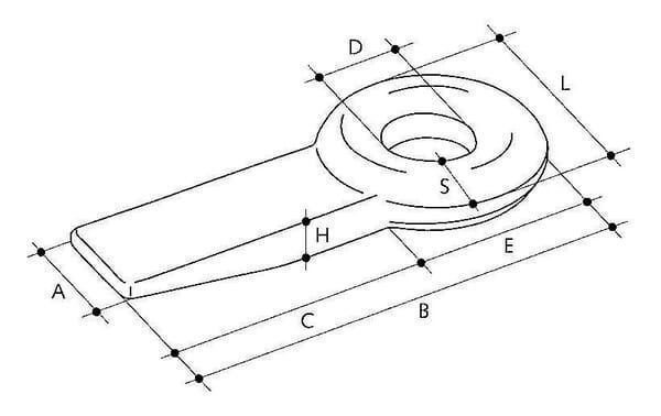 Ucho zaczepu, do wspawania 65x28 mm Ø 50 mm BE6528