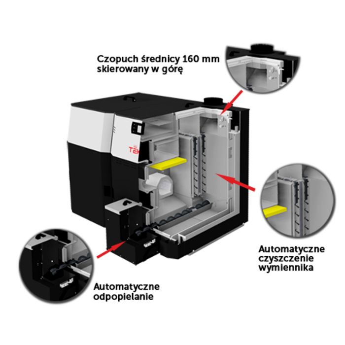 Kocioł na pelet TEKLA KOMFORT - automatyczne czyszczenie/odpopielanie