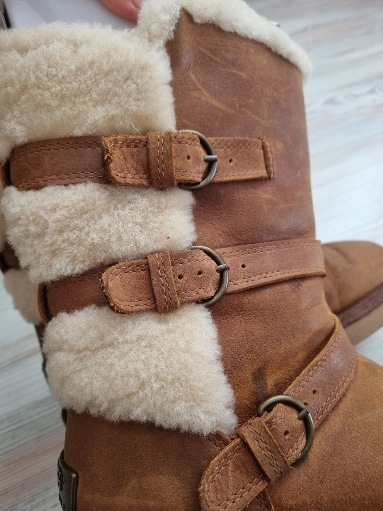 Оригинальные Ugg угги 38 зимние сапоги овчина  кожаные