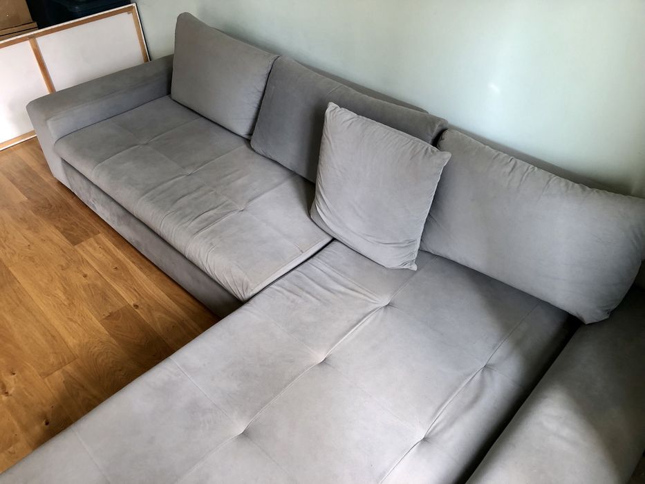 Szara SOFA rozkladana z pojemnikiem na pościel Narożnik Agata Meble