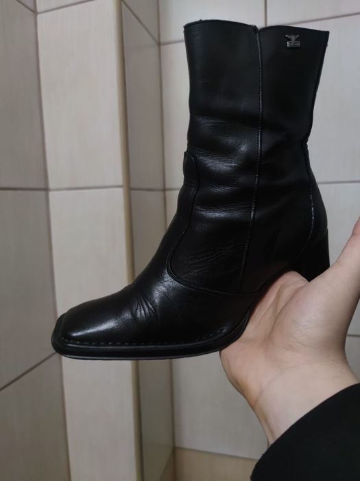 Damskie 37 obuwie buty kozaki Joe Sanchez kwadratowe skórzane botki sz