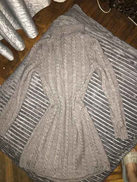 В'ЯЗАНЕ ПЛАТТЯ З КОСАМИ тепла сукня серого цвета Размер М 46