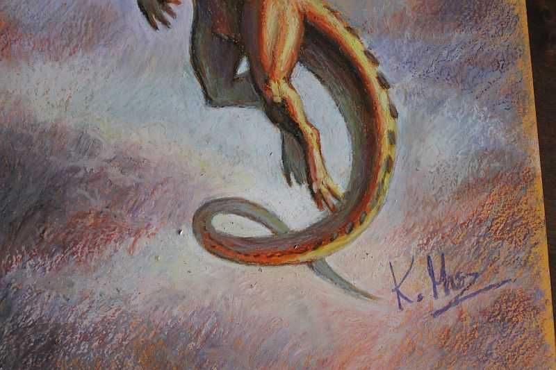 SMOK dragon fantasy fantastyka pastela olejna A3