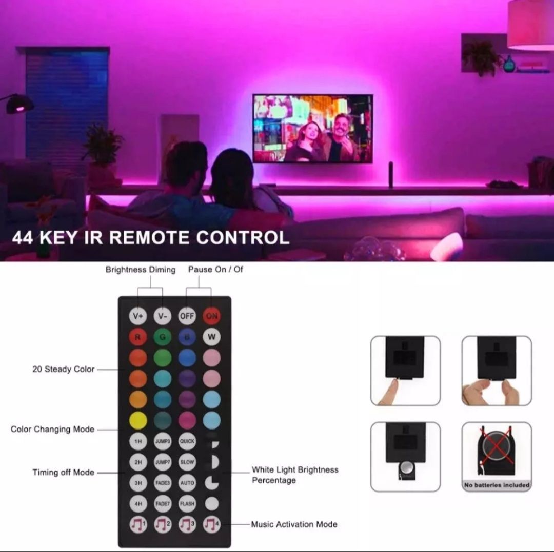 Fita flexível de led em Rgb, para decoração da parede