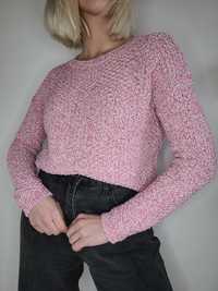 Różowy melanżowy sweter oversize 90s vintage