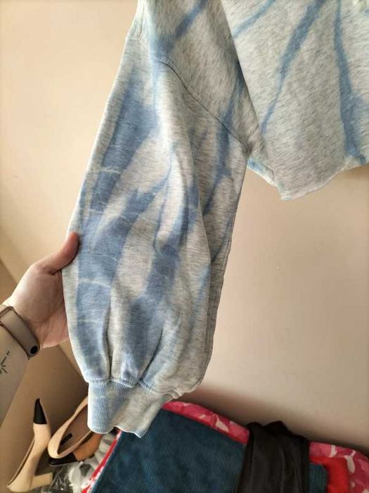 Damska bluza dresowa z kapturem krótka cropped Ala tie dye oversize