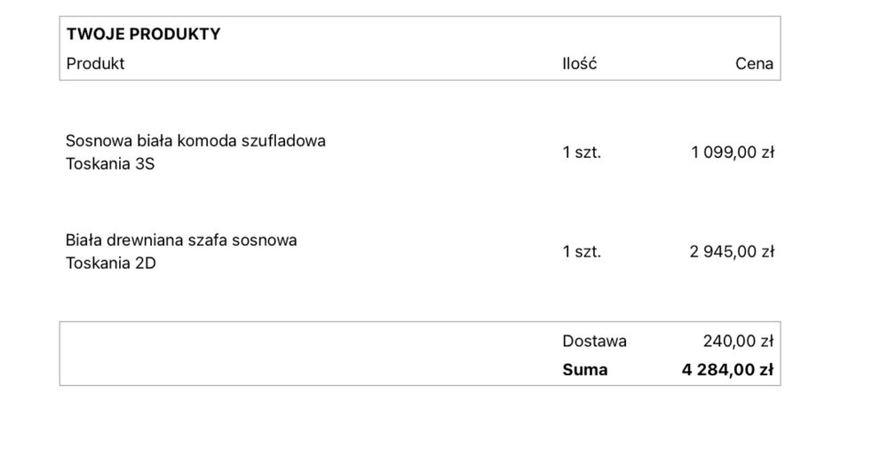 Drewniana szafa i komoda