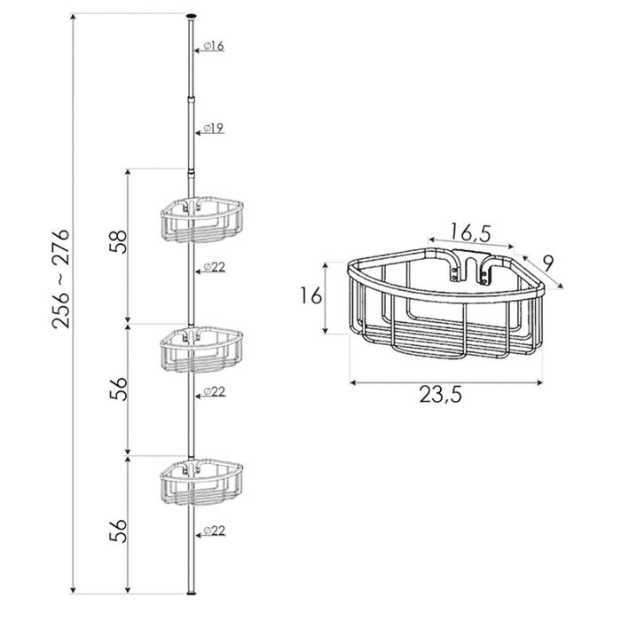 NAROŻNA PÓŁKA POD PRYSZNIC do łazienki *nowa* teleskopowa regulowana
