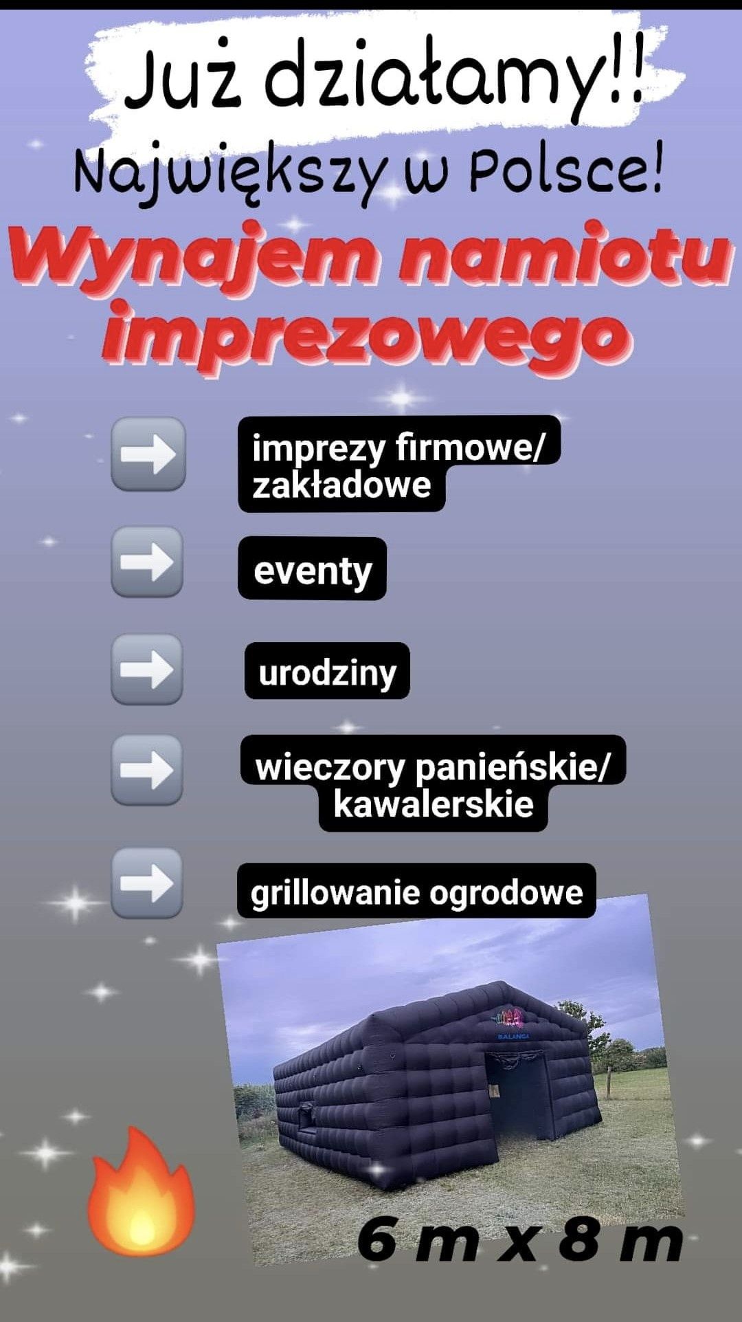 Wynajem namiotu imprezowego. Największy w Polsce! Wolne terminy