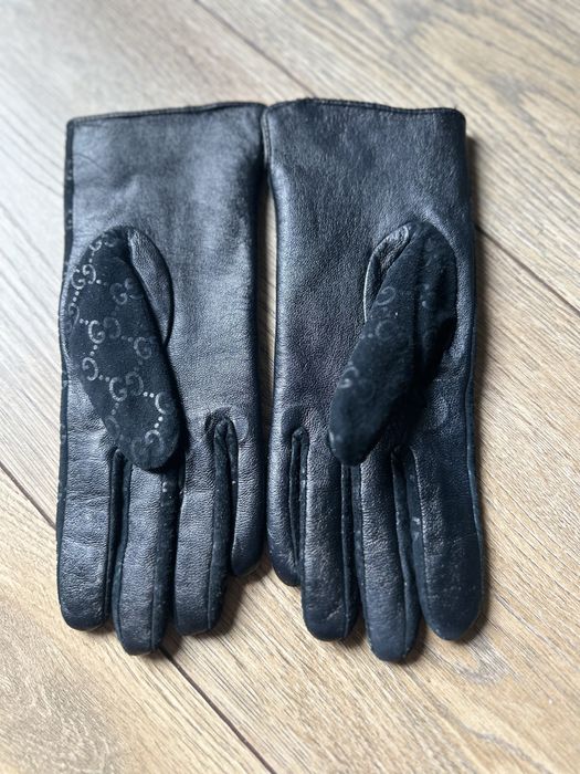 Rękawiczki GG czarne skórzane r. 6,5