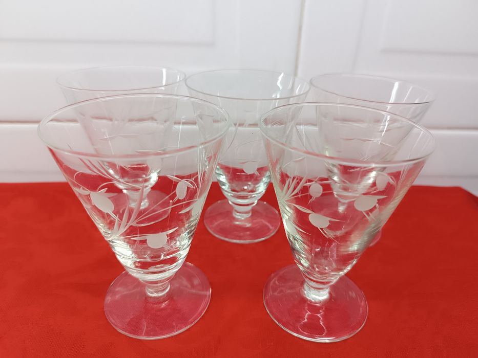 Conjunto 5 Copos Cristal Vintage. 10,5 cm